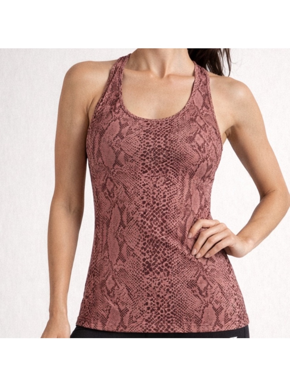 lululemon athletica Snake Print Racerback Muscle Tee in Mauve Brown
